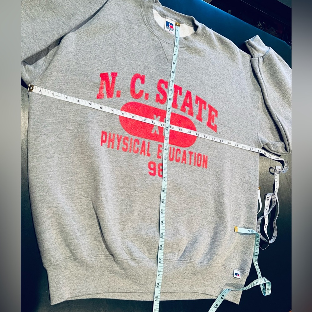 Russell Athletic NC State Wolfpack Vintage Gray Crew Sweatshirt - Picture 7 of 8